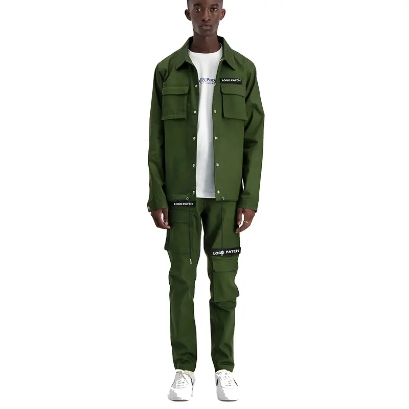 2019 yeni moda bahar/kış toptan özel % 100 pamuklu Denim kargo ceket yeşil
