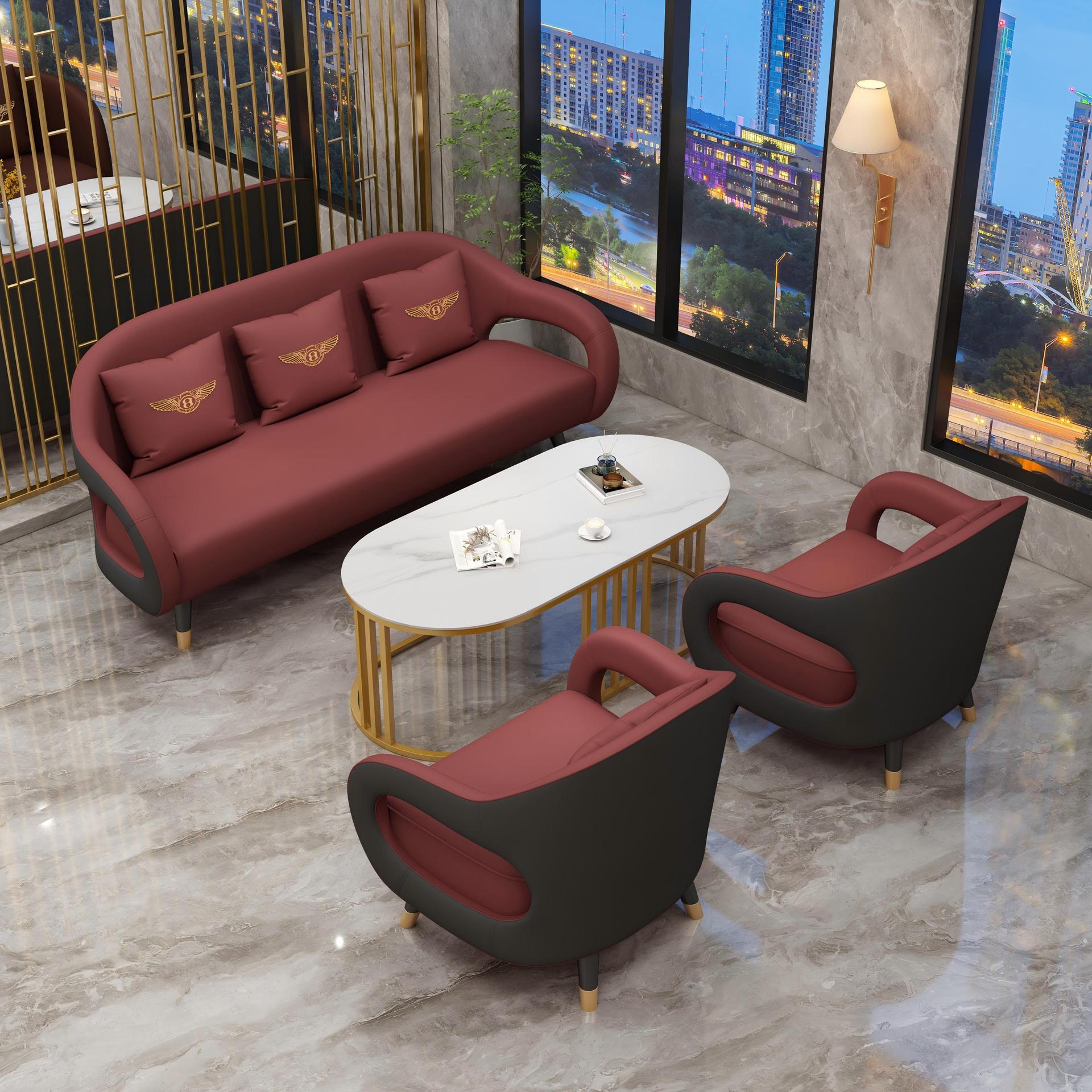 Single/Three-person coffee table (burgundy/black)