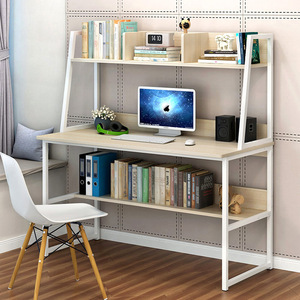 Modern Simple <strong>Computer</strong> Desktop <strong>Table</strong> with Integrated Bookshelf for Home Study or Office Wood Panel Style - Product Image 2