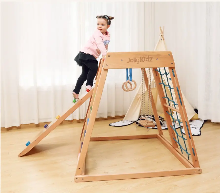 إطار تدريب داخلي على نظام التوازن ، إطار تسلق خشبي لطفل صغير