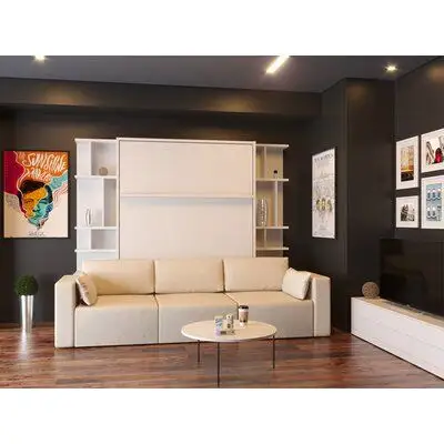 Ideas de cama de pared Murphy que ahorran espacio inteligente moderno con sofá Queen apartamento dormitorio Murphy diseños de muebles de cama