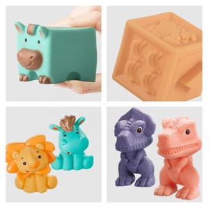 Bloques de construcción de silicona con diseño de número de Animal para bebé, juguete de aprendizaje, bloques suaves de apilamiento, con bolsa de malla, 6 uds. - Product Image 6