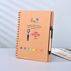 Customized Logo/Printing Sticky <strong>Note</strong> <strong>Notebook</strong> Metal Coil Kraft Paper <strong>Notebook</strong> <strong>with</strong> Pen Stylish Printed Diarybook Sticky <strong>Notes</strong> - Product Image 5