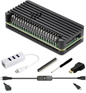 Kit Case Aismartlink Raspberry Pi Zero, custodia passiva in alluminio Pi Zero con testata Pin, mozzo OTG, cavo interruttore on/Off - Product Image 1
