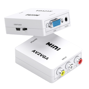 Caja convertidora Mini RCA AV a VGA de alta calidad, adaptador CVBs de 3 pines para portátil, conversión de entrada RCA a salida VGA
