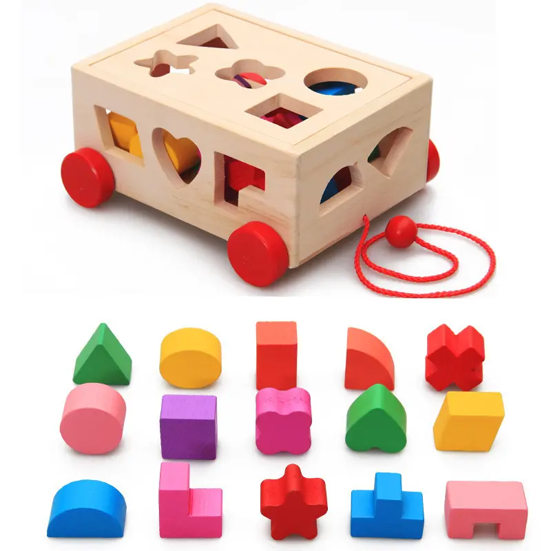 몬테소리 나무 교육 장난감 색상 및 모양 분류 및 쌓기 활동 장난감