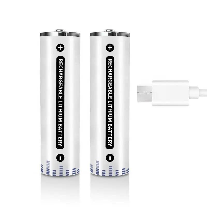 CE Ambiente 3A Bateria Recarregável 1.5v Reutilização USB Tipo-C Port 2200mWh OEM Logo AA Li-ion Baterias Para Brinquedos