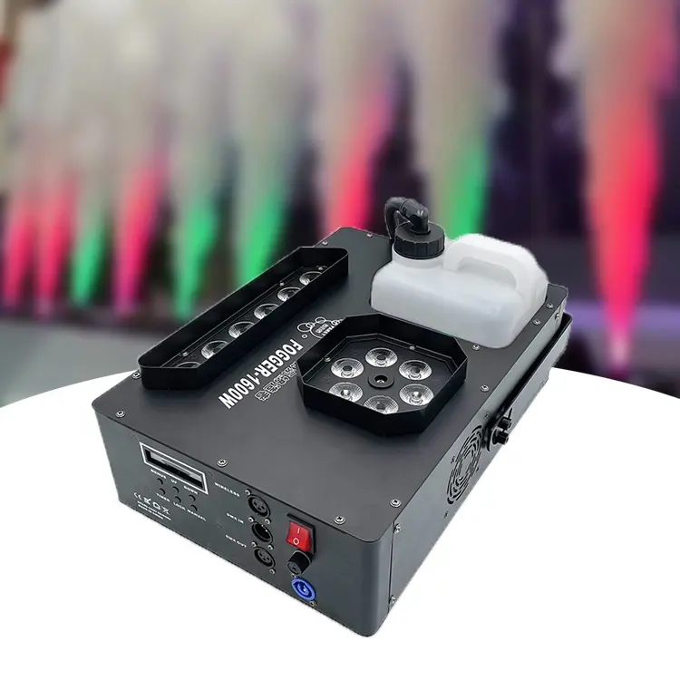 Machine à fumée verticale à LED DMX 1600W à effet de scène avec écran LCD brumisateur à l'envers pour spectacle de fête en boîte de nuit