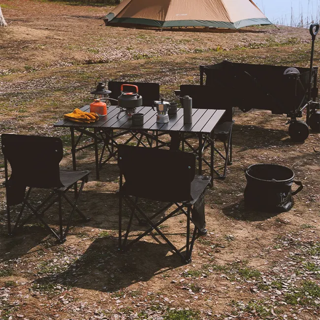 Tabela dobrável portátil para piquenique, equipamento de acampamento, ultra leve, conjunto integrado para mesa e cadeira de carro