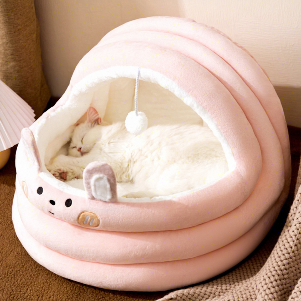 Pink bunny with blanket