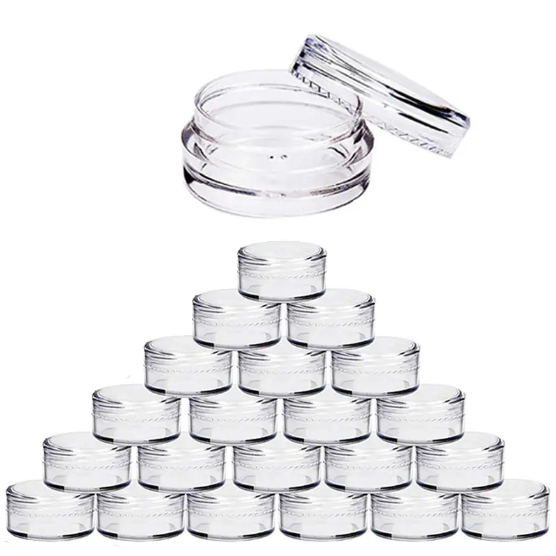 Tarros de plástico vacíos para cosméticos, botellas de muestra transparentes, crema de sombra de ojos, bálsamo labial, 2g/3g/5g/10g/15g/20g