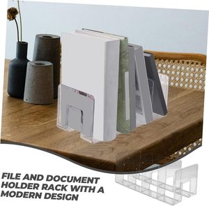 מחזיקי ספרים אקריליק שקופים מחזיקי ספרים מעמד לאחסון קבצים תיקיית קבצי ספרים פקקי קבצים סדרן קבצים ספריית משרד כיתת - Product Image 2