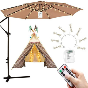 Fairy String Lampe Wasserdichte Fernbedienung Bunte 8 Modi Solar betriebene warm weiße LED Patio Umbrella Garden String Lights - Product Image 6
