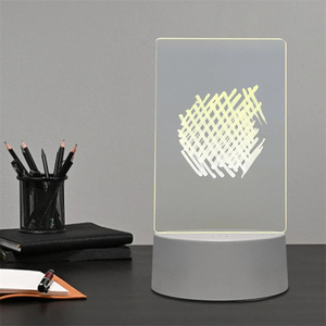 Dokunmatik sensör 3D LED yazı tahtası 7 renk değiştirme boş akrilik silinebilir not kurulu USB Led gece lambası siyah tabanı ile - Product Image 5
