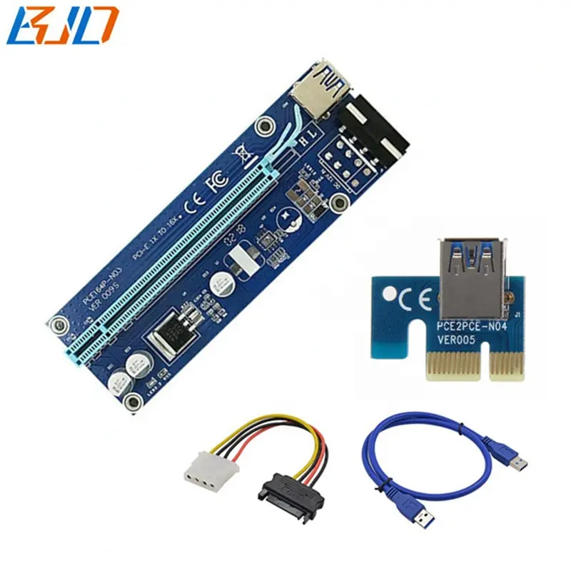 VER 009S PCI-E 16x to 1x Riser Card With Molex 4PIN Connector 60CM USB 3.0 Cable Support Graphics Video Card