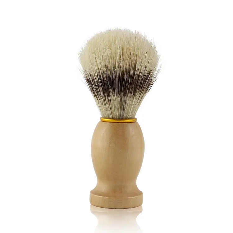 Escova de barbear para homens, para salão de beleza e limpeza de barba, ferramenta de barbear com punho de madeira