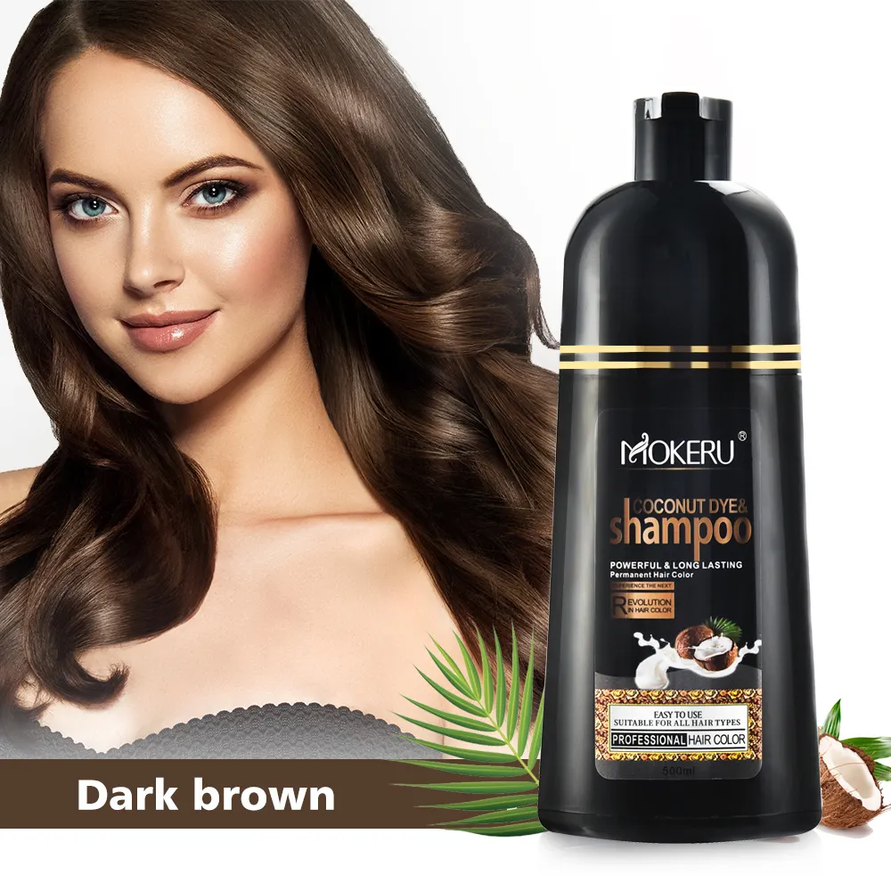 Özelleştirmek Mokeru 500ml doğal hızlı saç boyası şampuan kahverengi boyama şampuanı kapak gri saç