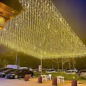Benutzer definierte LED Fee Vorhang Lichterketten Warmweiß Wasserfall Raum Hochzeit Weihnachts dekoration Lichter für Party Festival im Freien - Product Image 6
