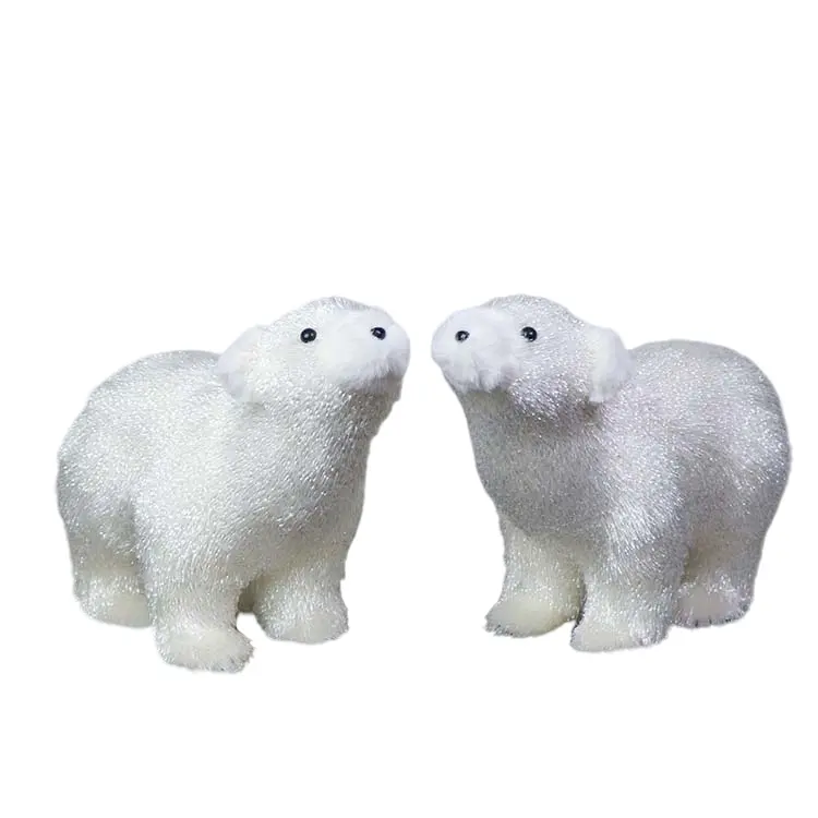 Ours polaire blanc à paillettes pour décoration de la maison, ornement de festival