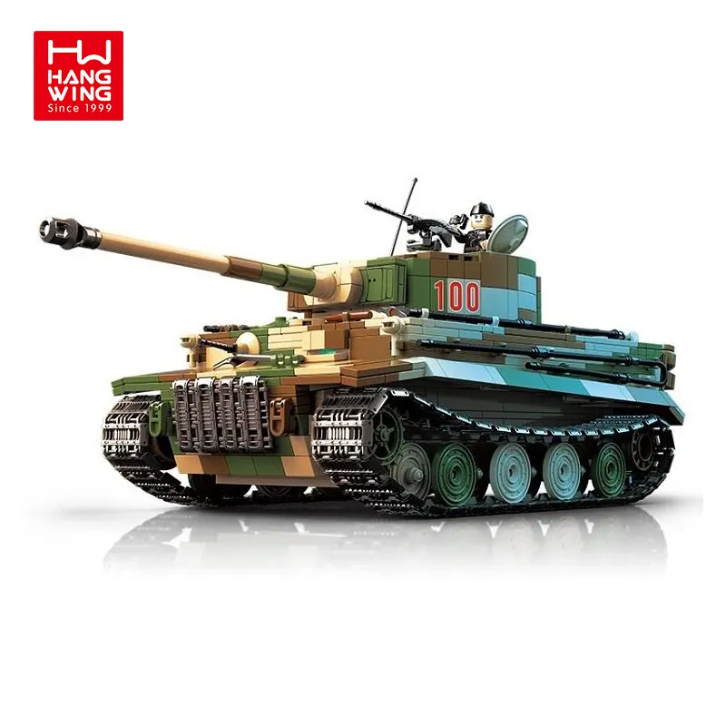 HW TOYS 2276PCS Tiger I Heavy Tank Building Blocks Sets Military WW2 German Tank Destroyer Collectible Army Model