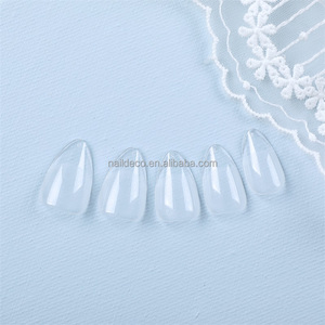Yeni varış ön kazınmış tam kapsama doğal yumuşak jel İpuçları kaba mat X kısa Stiletto şekli basın tırnak ipuçları - Product Image 6