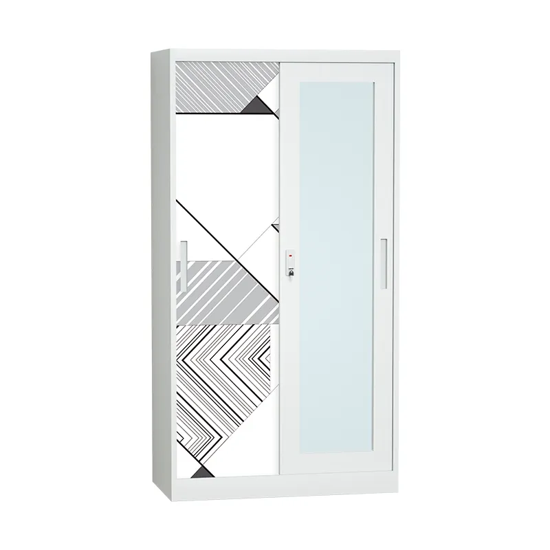 Atacado Metal Steel Wardrobe Locker Quarto Armazenamento Roupas Wardrobe Cabinet com espelho