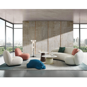 Canapé moderne à section en arc, tissu velours nuage, canapé 3 places pour réception d'hôtel, canapé d'attente dans le hall - Product Image 2