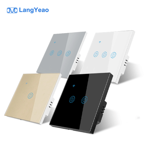 朗叶奥欧盟英国智能WiFi图雅墙壁触摸开关1/2/3/4组玻璃面板电气灯开关，带中性线