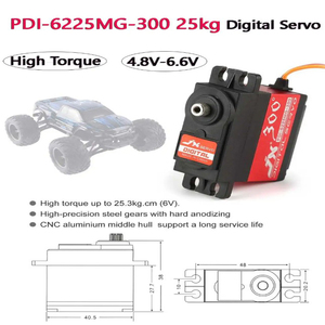 JX PDI-6225MG เซอร์โวดิจิตอล25kg เกียร์โลหะแรงบิดสูง300องศาสำหรับรถแข่ง RC แขนหุ่นยนต์เฮลิคอปเตอร์ - Product Image 2