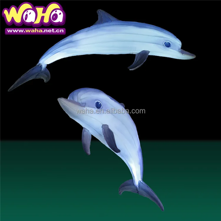 Pubblicità di animali marini di delfino gonfiabili volanti con decorazione di illuminazione a LED