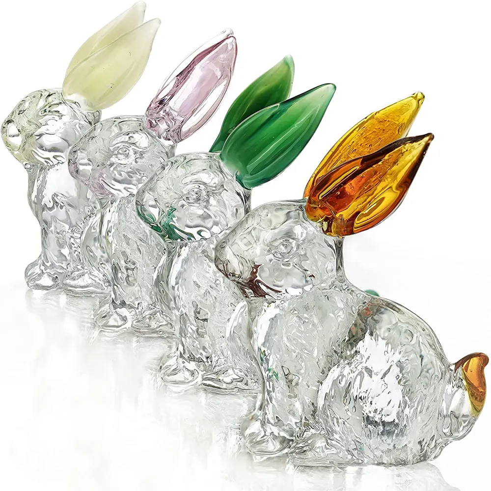 Yeni varış akrilik kristal tavşan heykelcik çevre dostu çoklu boyutları özel küçük hayvan süsler cam kristal tavşan