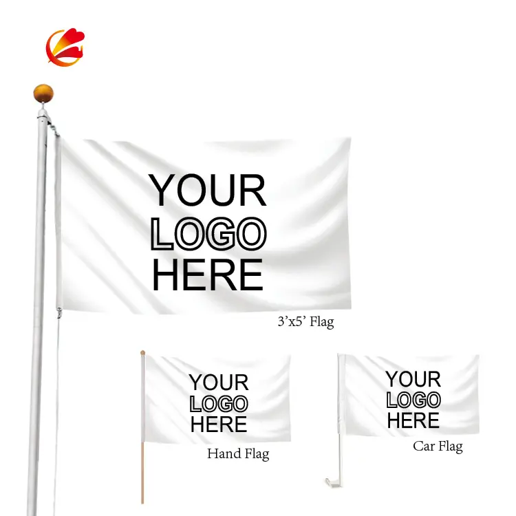 Promotion extérieur drapeau personnalisé 3x5ft Sublimation blanc bannière personnalisée conception personnalisée n'importe quel Logo volant 3x5 pieds drapeau personnalisé