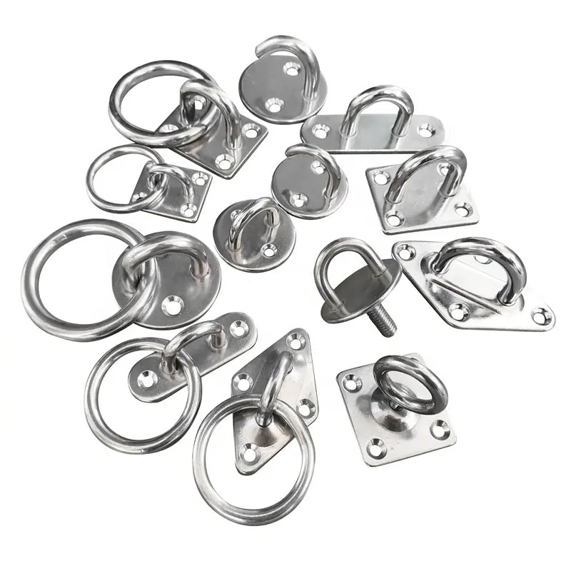 LOGO personalizzato in acciaio inox 304 sartiame a parete piastra per occhi quadrato oblungo quadrato diamante rotondo piastra per occhi con O Ring