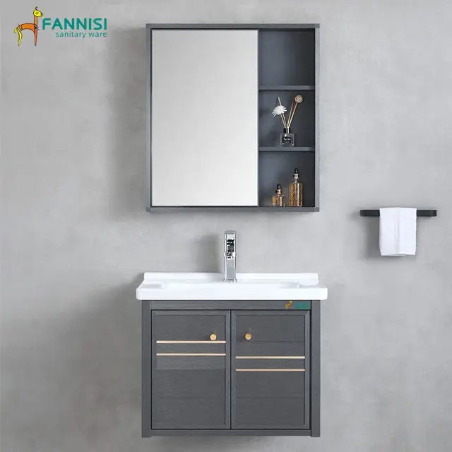 Artículos sanitarios de diseño moderno, armarios de baño de aleación de aluminio con espejo