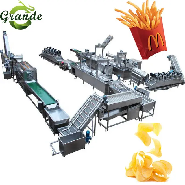 Half-Fried Potato Production Line 150-2000KG Small Production Line French Fries Potato Crisps Line Spiral Potato Cutter