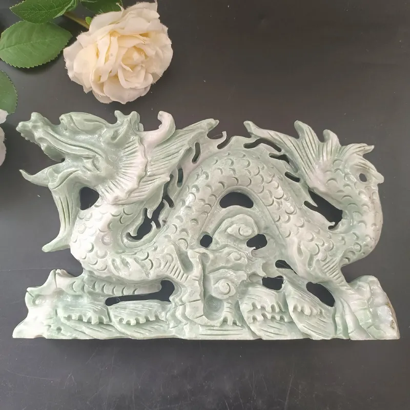 Venda quente nephrite dragão esculpir cristais cura, cristais jade dragon, estatuetas para presente