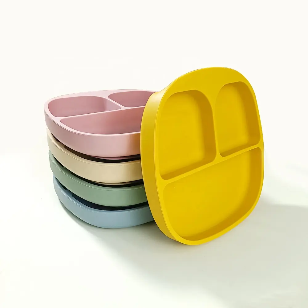 Silicone Toddler Plato Food Grade Divided Bowl Factory Price Customized Color And Logo Tableware Feeding Plate With Suction