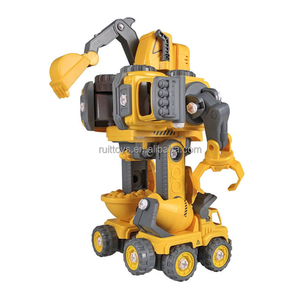 Yaratıcı iş makinesi oyuncak 5 1 DIY montaj deformasyon araba Robot çocuklar için - Product Image 3