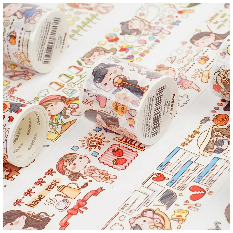 Washi Roll-pegatina de dibujos animados Kawaii para chica, pegatina de Corea para álbum de recortes, cinta adhesiva, regalo de papelería para estudiantes