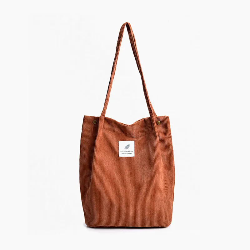 Custom shoulder corduroy tote bag for women, corduroy and cotton canvas tote bag