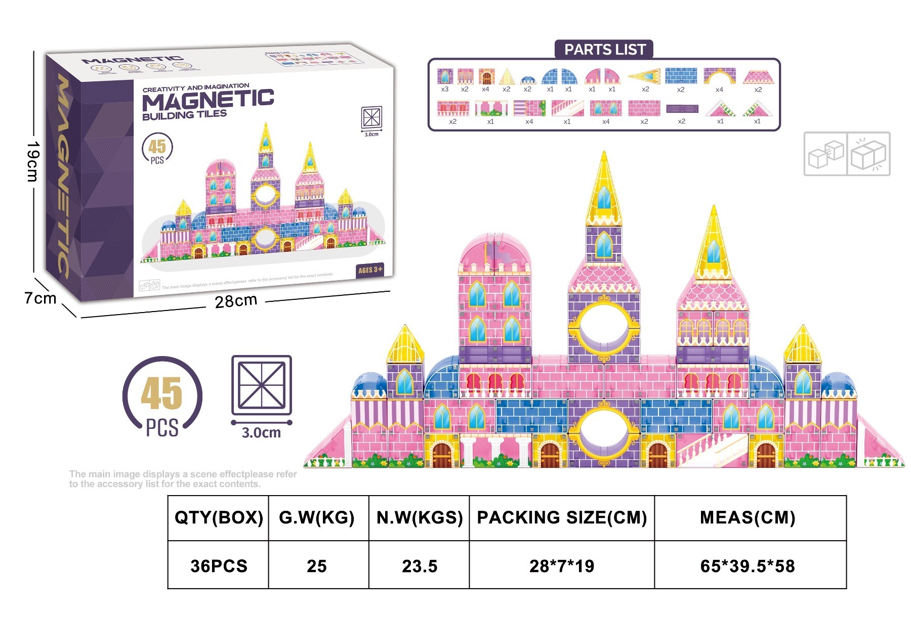 ELI0096630-3.0CM Magnetic Geometry Small Castle 45PCS