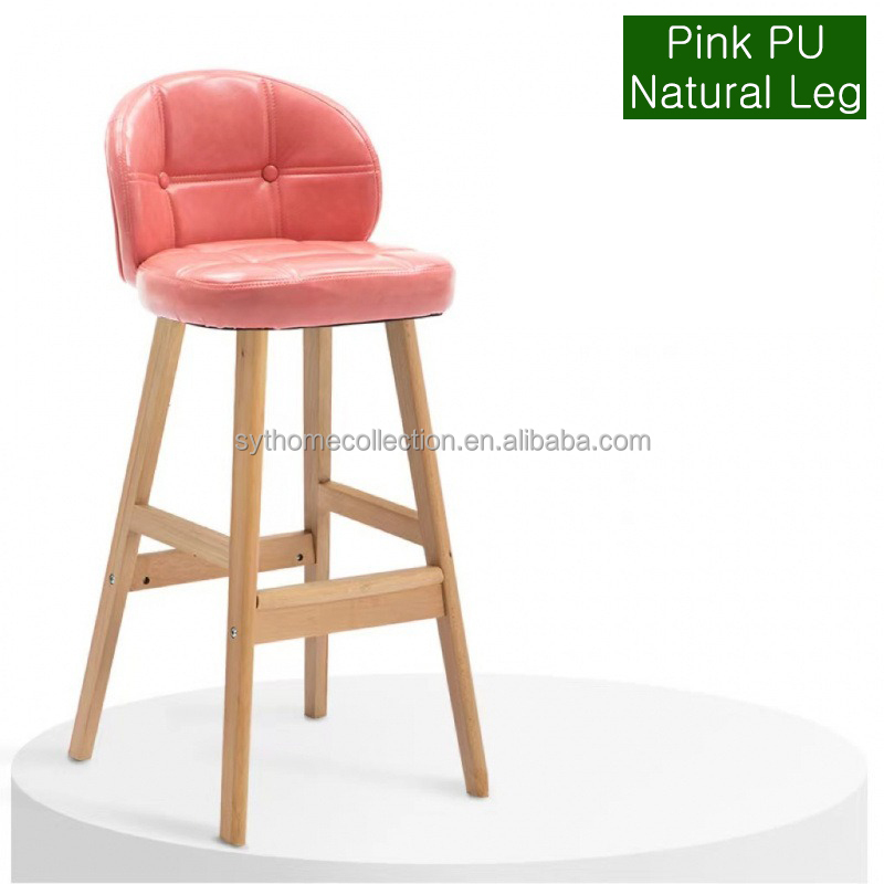 Asiento rosa + Pata de madera