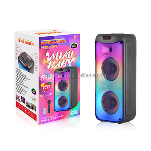 Ningda Electronics Factory's In-Stock Dual 8 polegadas Wireless Bluetooth Speaker com Chama Colorida Luz Áudio para Uso Doméstico Encaixotado