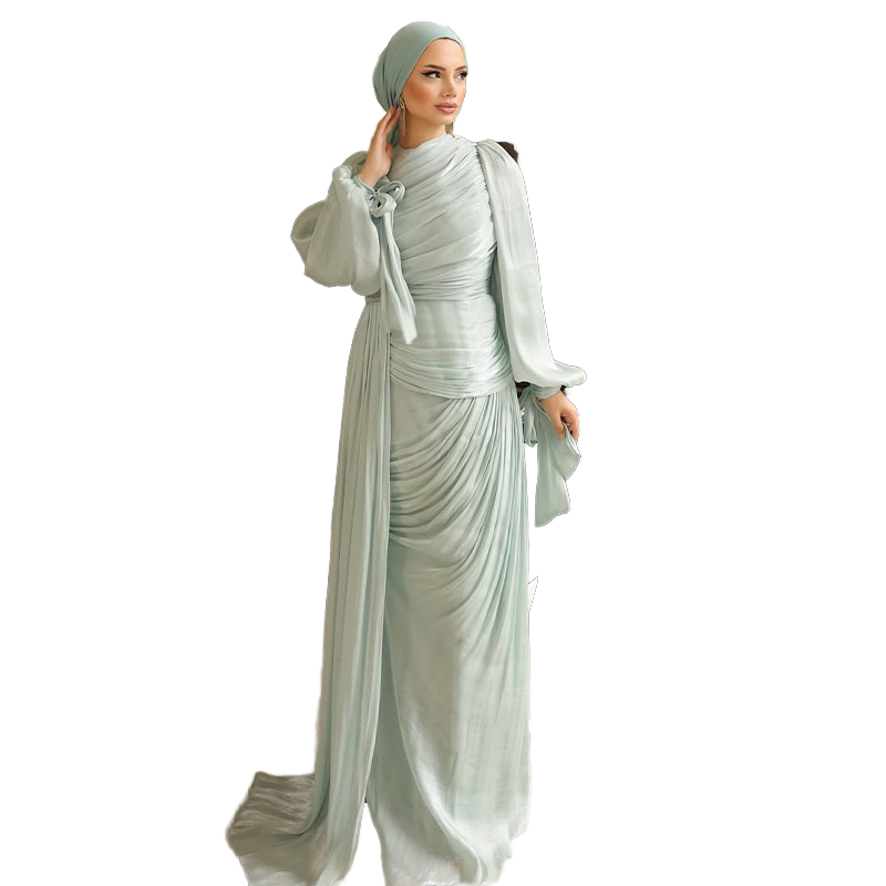 Luxury Organza Modest Dress for Women - Elegant Islamic Kaftan Evening Gown  with Shiny Ruffle for Daily Wear