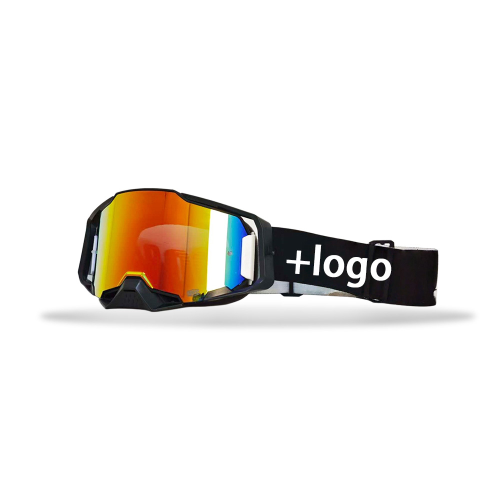 Gafas con montura negra y lentes rojas.