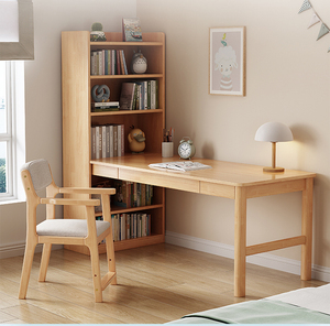 Mesa de aprendizaje sencilla para el hogar, mesa de madera maciza para juegos, escritorio doble para tres personas, librería, escritorio de escritura integrado - Product Image 6