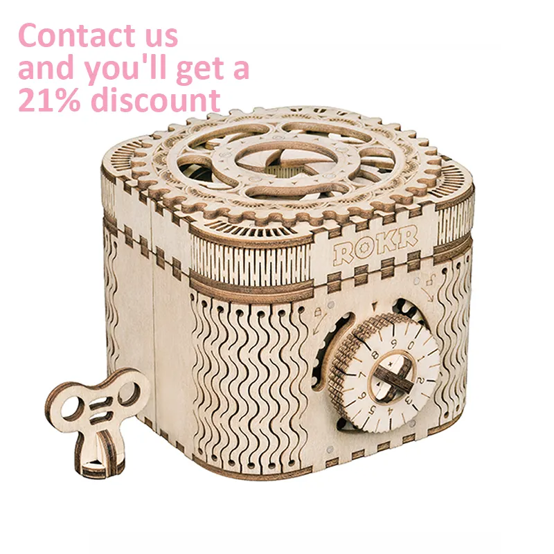 Robotime Rokr Contact ottieni il 21% di sconto LK502 3D Wooden Vintage Treasure Box Puzzle piccoli set regalo di compleanno unici