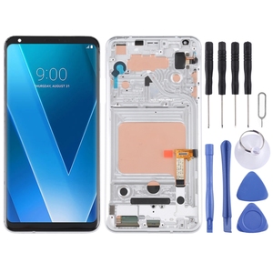 Silver <strong>LG</strong> V30 Full LCD Screen and Digitizer Assembly with Frame 1-Year Warranty - Product Image 1