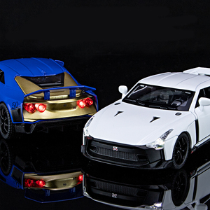 1/32 GT-R50ビッグコレクショングレーブルーホワイトライトサウンドプルバックシミュレーションカーモデルデコレーションおもちゃダイキャストカー - Product Image 2