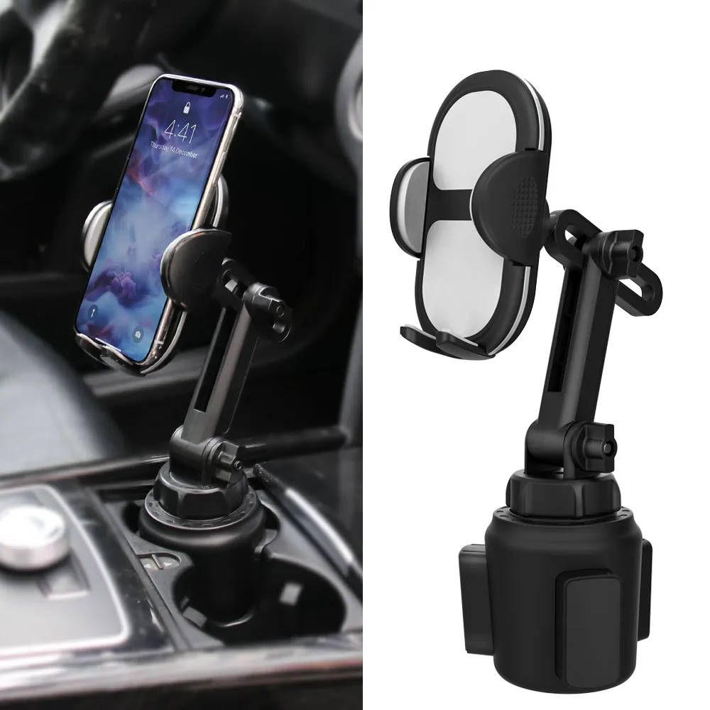 Supporto per tazza da auto retrattile girevole a doppio braccio espansore supporto per telefono da auto supporto per tazza regolabile supporto per telefono